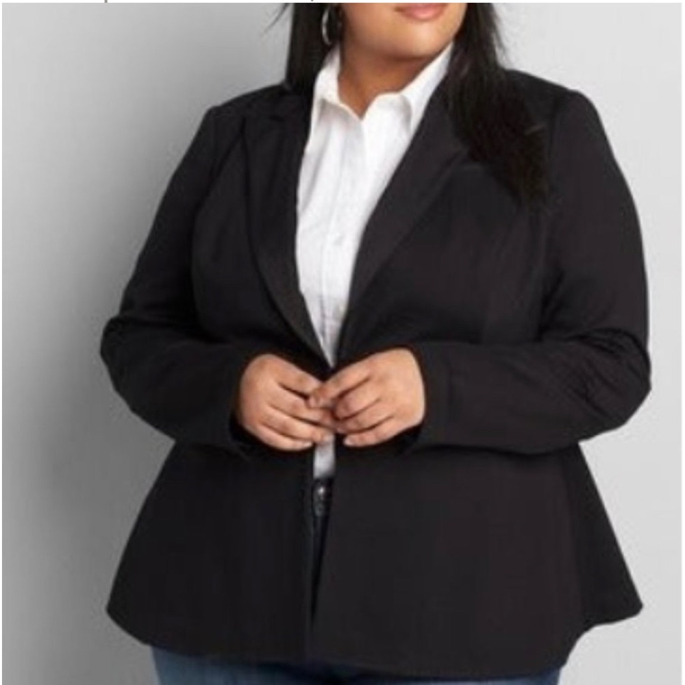 NWT Lane Bryant Black Peplum Hook Eye Closure Career Office Blazer sz 26